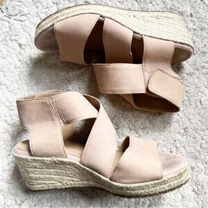 SOUL Naturalizer Tan Leather Oshay Espadrille Wedge Sandal Size 11